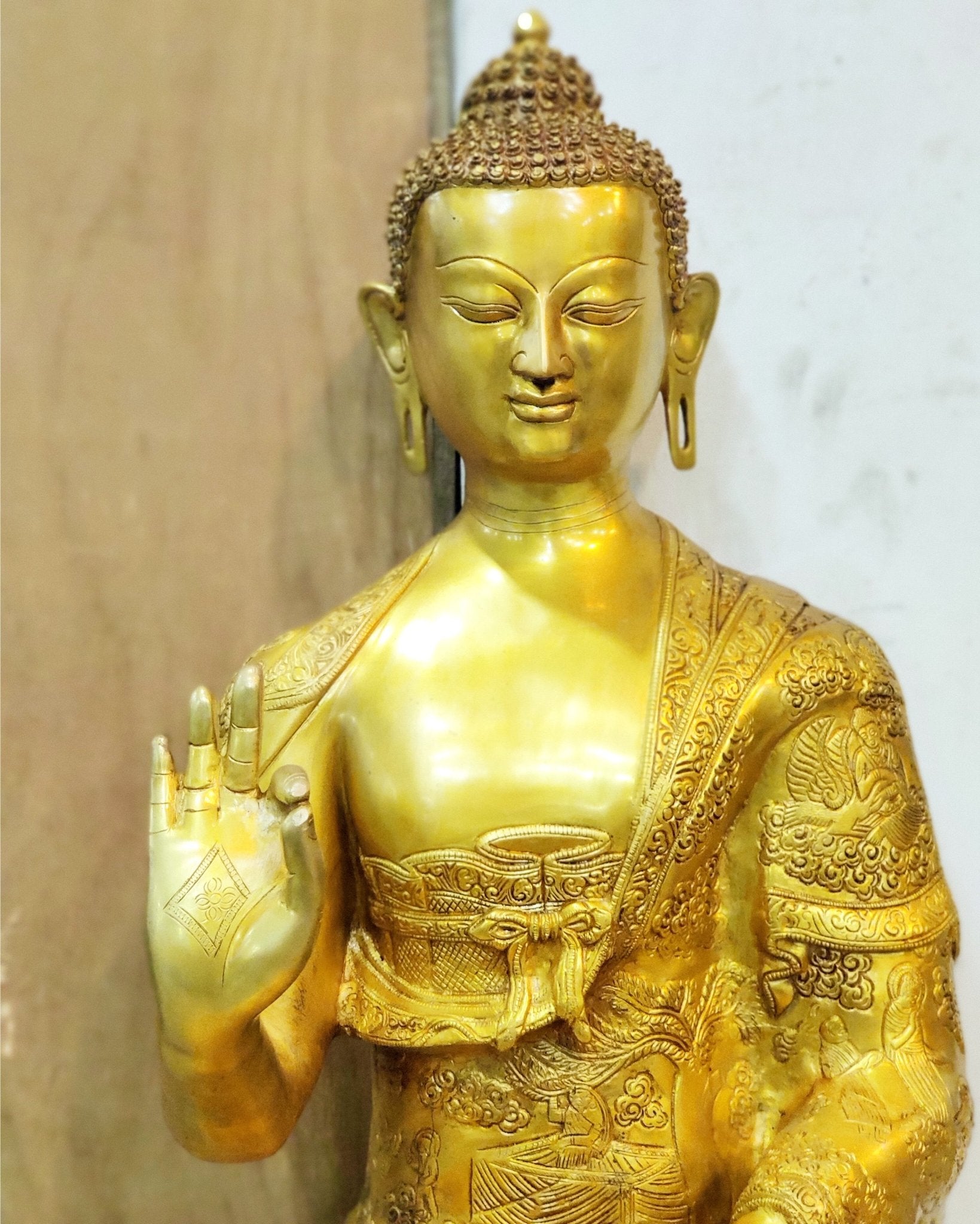 Buddha Brass Statue Lifestory Aashirwaad Mudra 33 inch