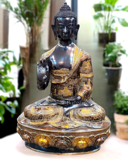 Buddha Brass Statue Lifestory Aashirwaad Mudra 33 inch