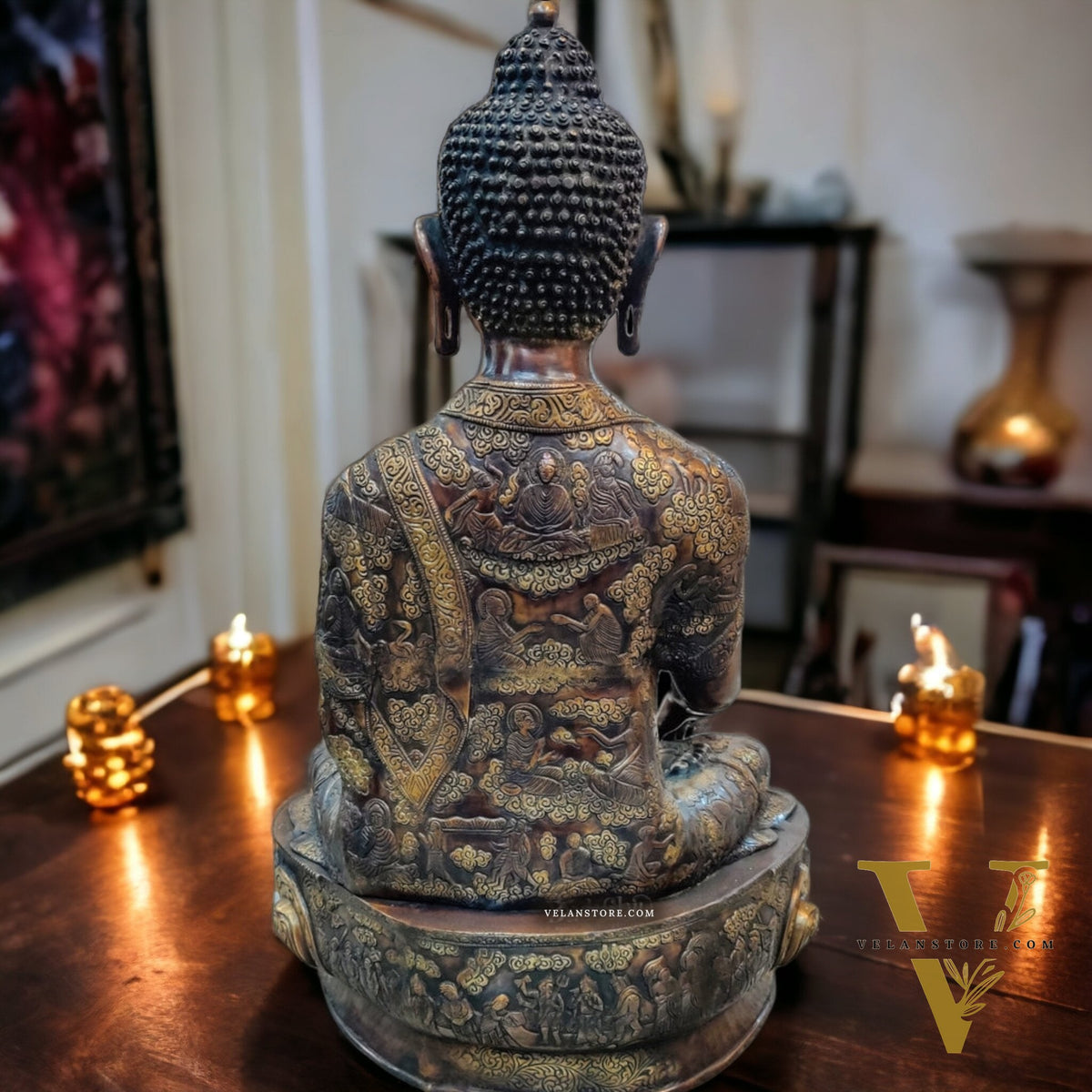Buddha Brass Statue Lifestory Bhoomisparsha Mudra 33 inch