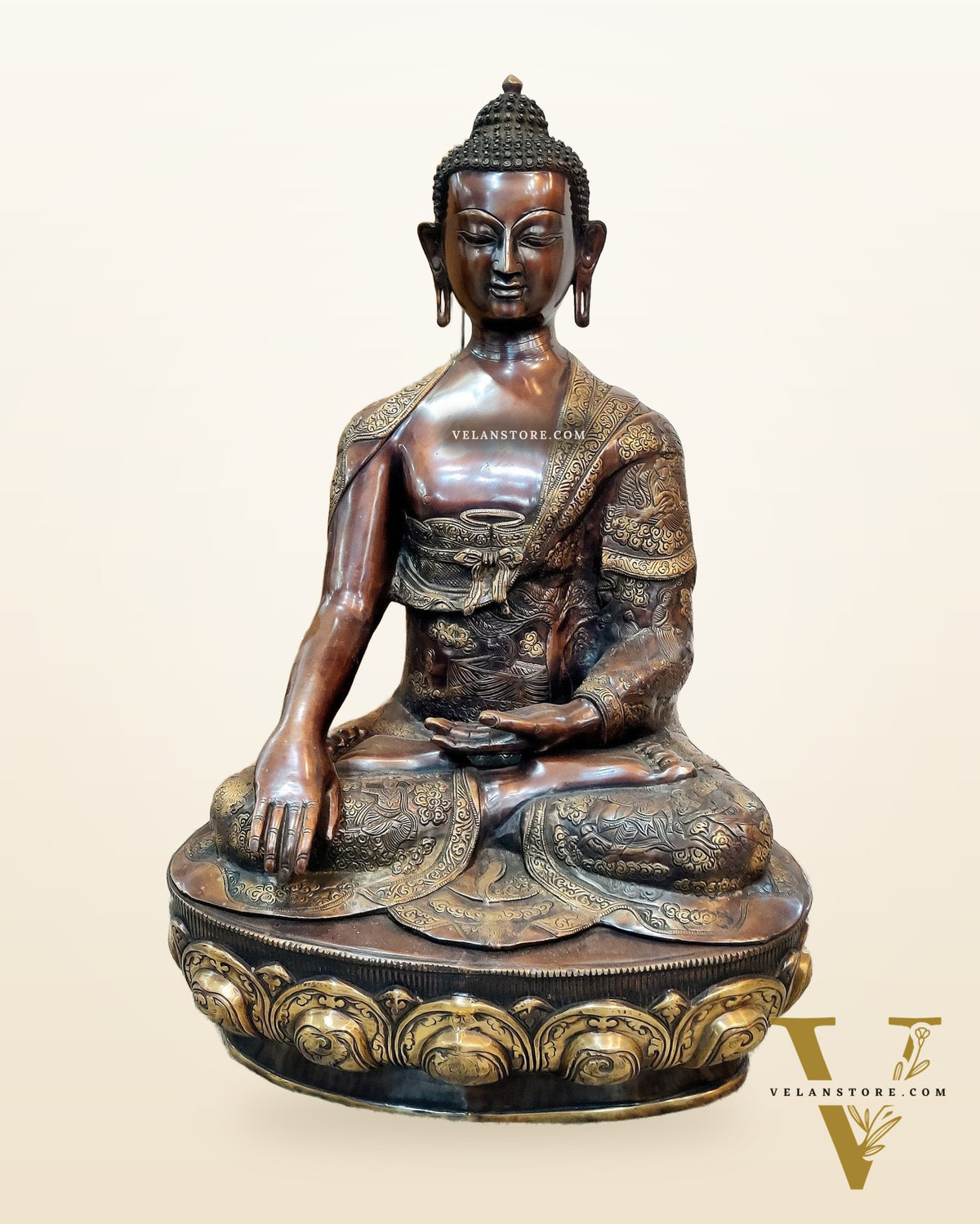 Buddha Brass Statue Lifestory Bhoomisparsha Mudra 33 inch