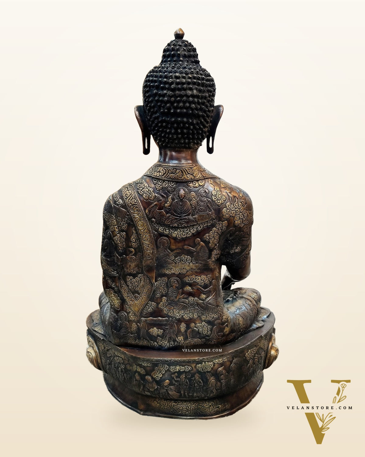 Buddha Brass Statue Lifestory Bhoomisparsha Mudra 33 inch