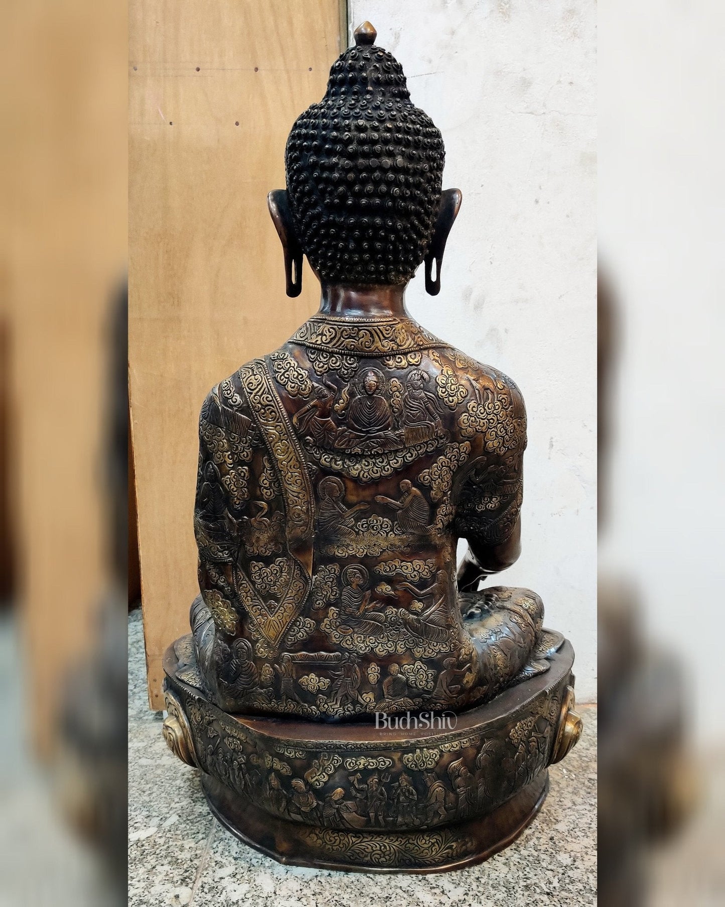 Buddha Brass Statue Lifestory Bhoomisparsha Mudra 33 inch