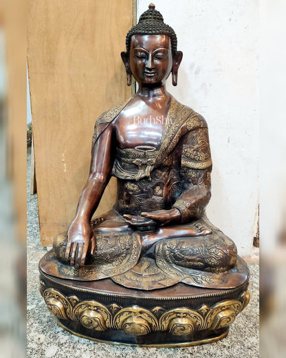 Buddha Brass Statue Lifestory Bhoomisparsha Mudra 33 inch