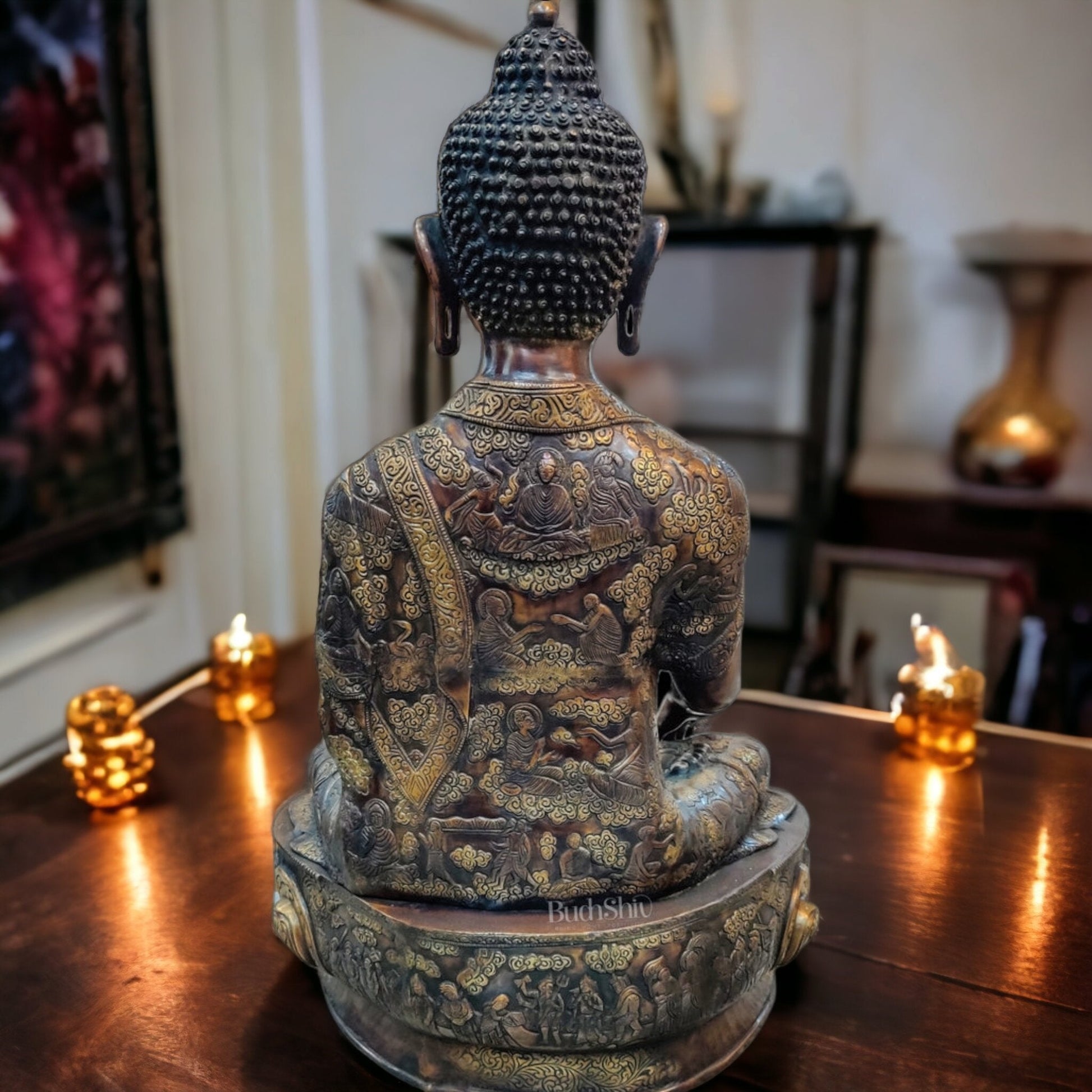 Buddha Brass Statue Lifestory Bhoomisparsha Mudra 33 inch