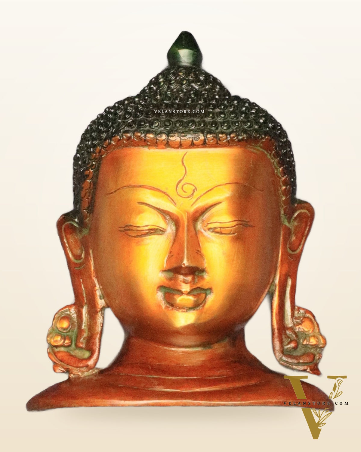 Buddha face brass wall hanging 6.5"