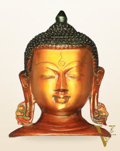Buddha face brass wall hanging 6.5"