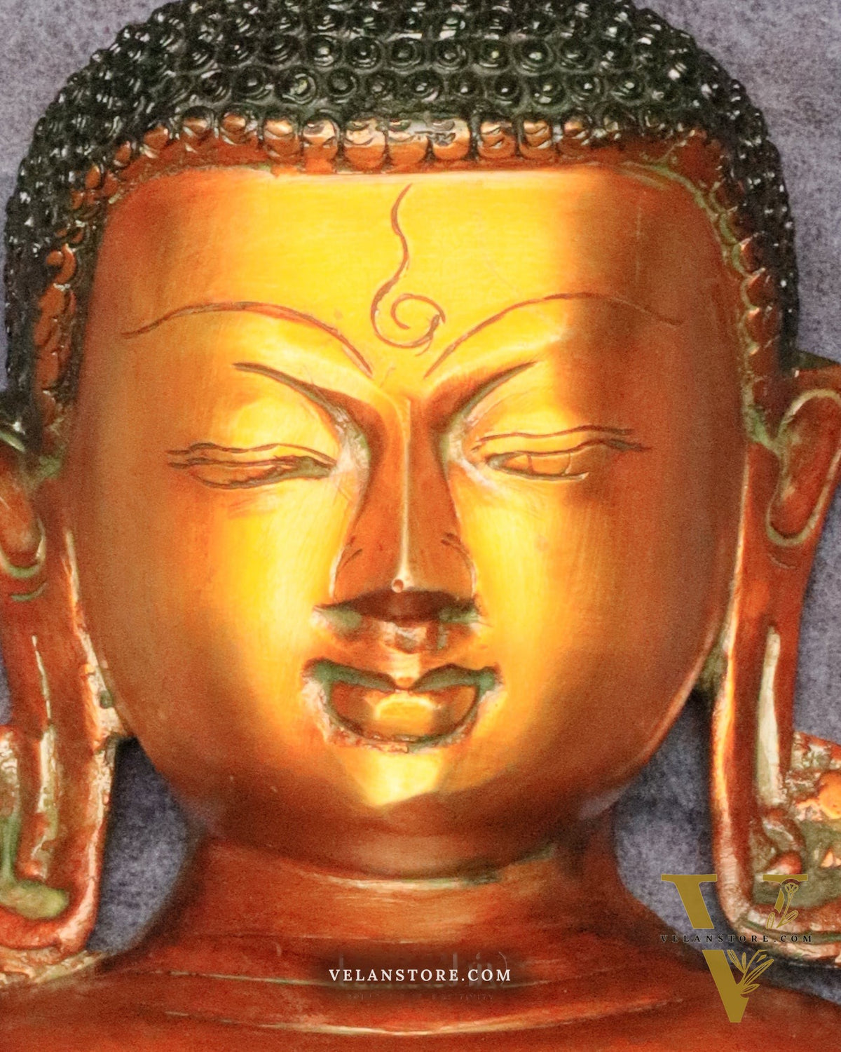 Buddha face brass wall hanging 6.5"