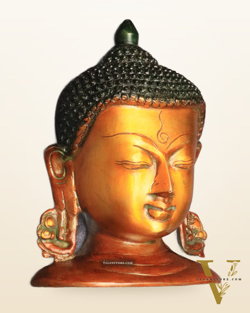Buddha face brass wall hanging 6.5"
