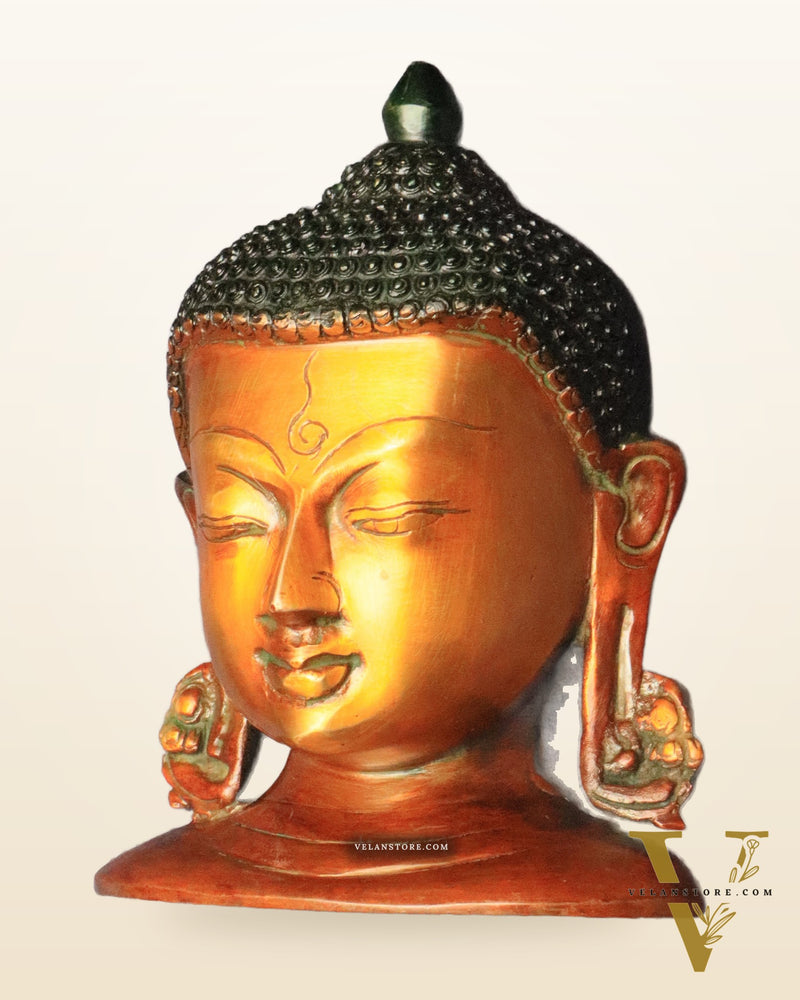 Buddha face brass wall hanging 6.5"