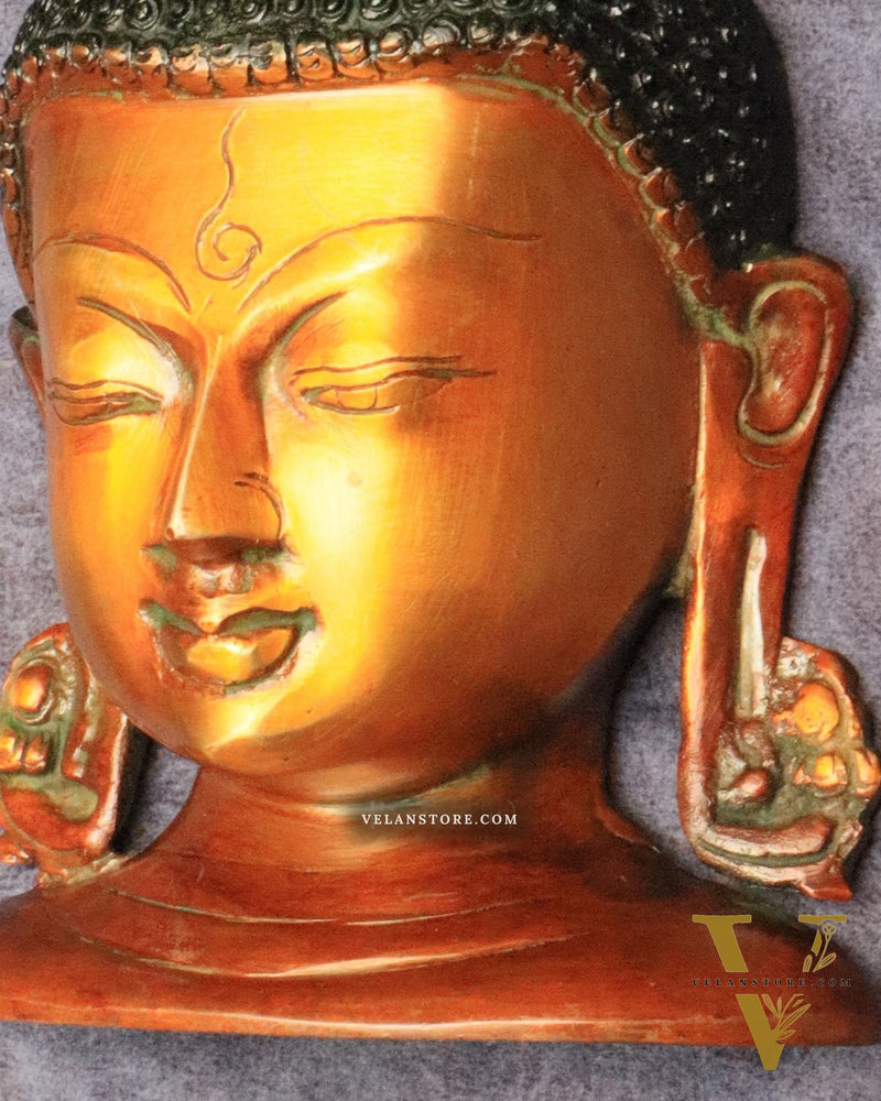 Buddha face brass wall hanging 6.5"