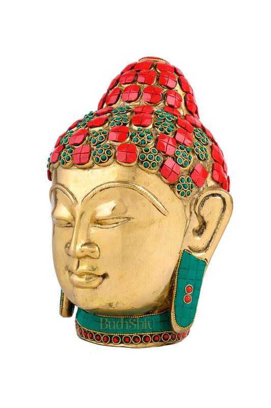 Brass Buddha Head/ face table accent 11.5 Inches