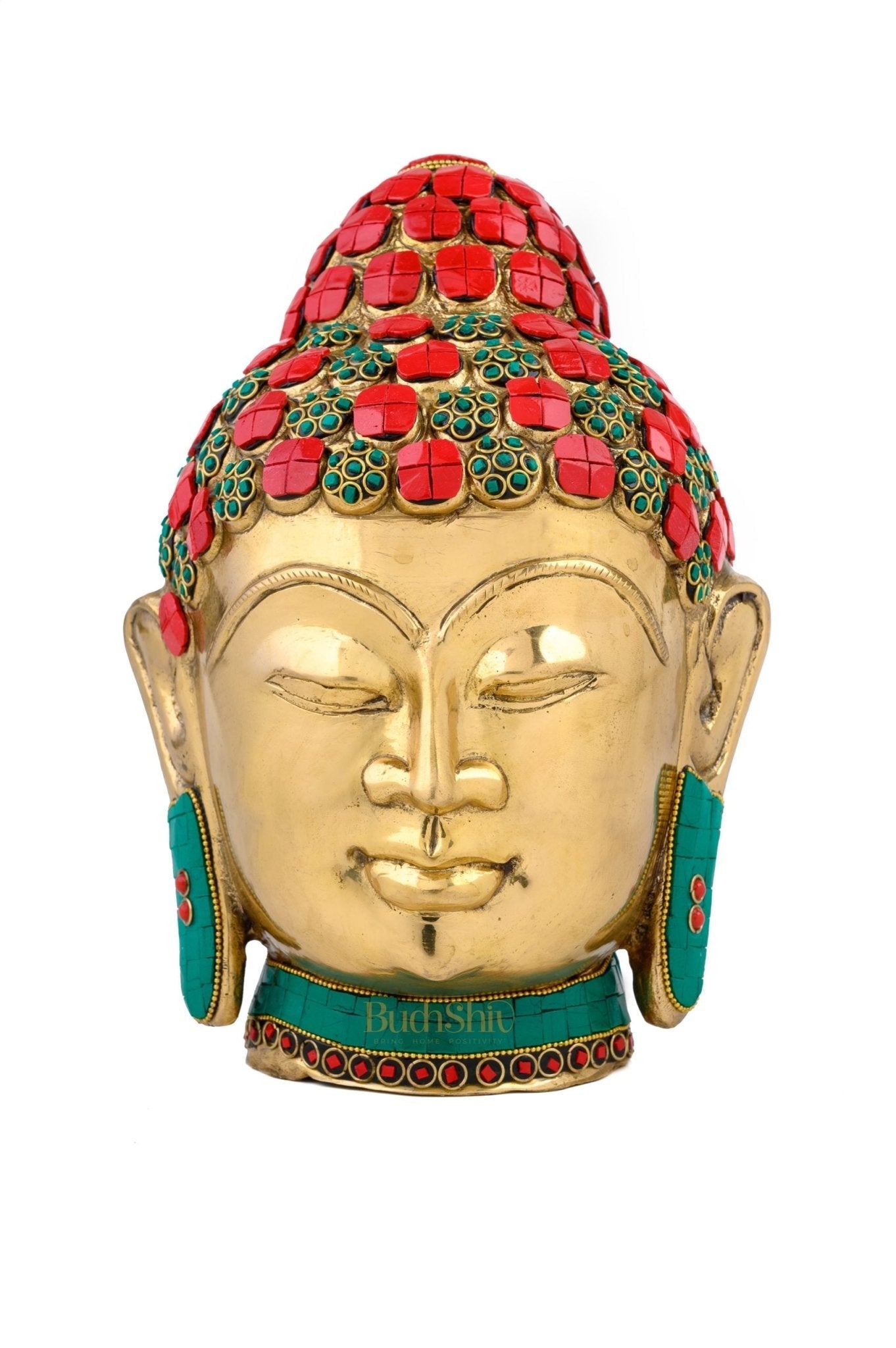 Brass Buddha Head/ face table accent 11.5 Inches