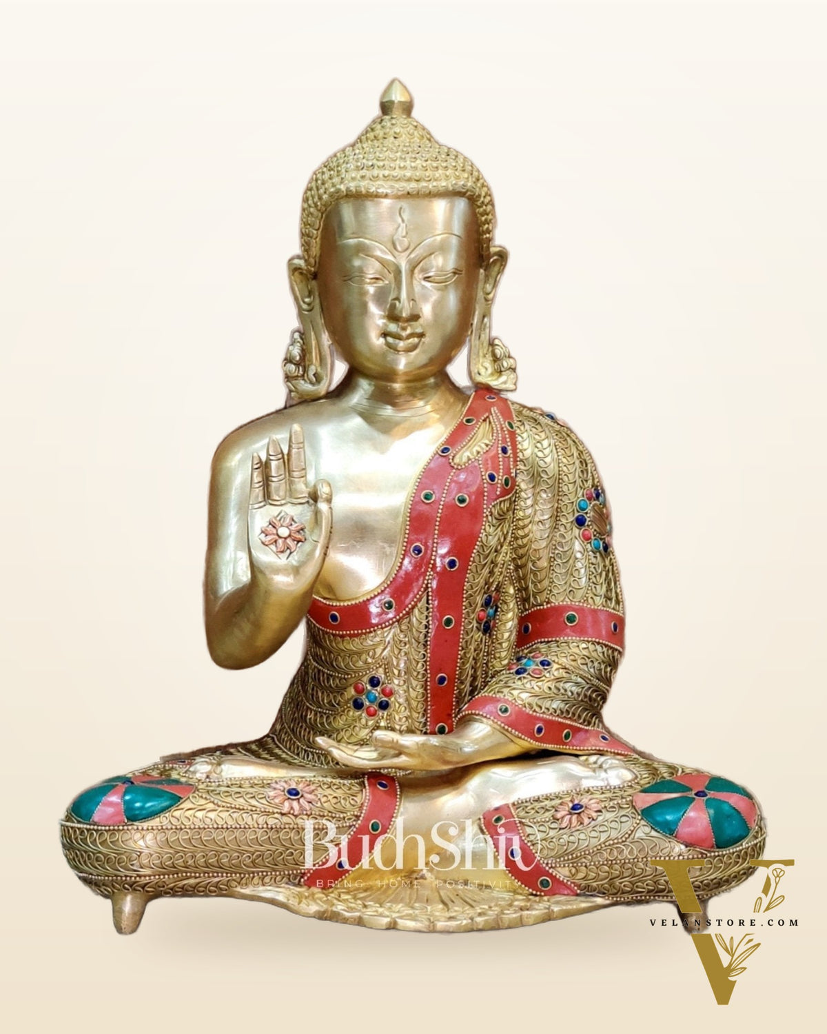 Buddha Statue with unqiue Brass Wire work 18 inches