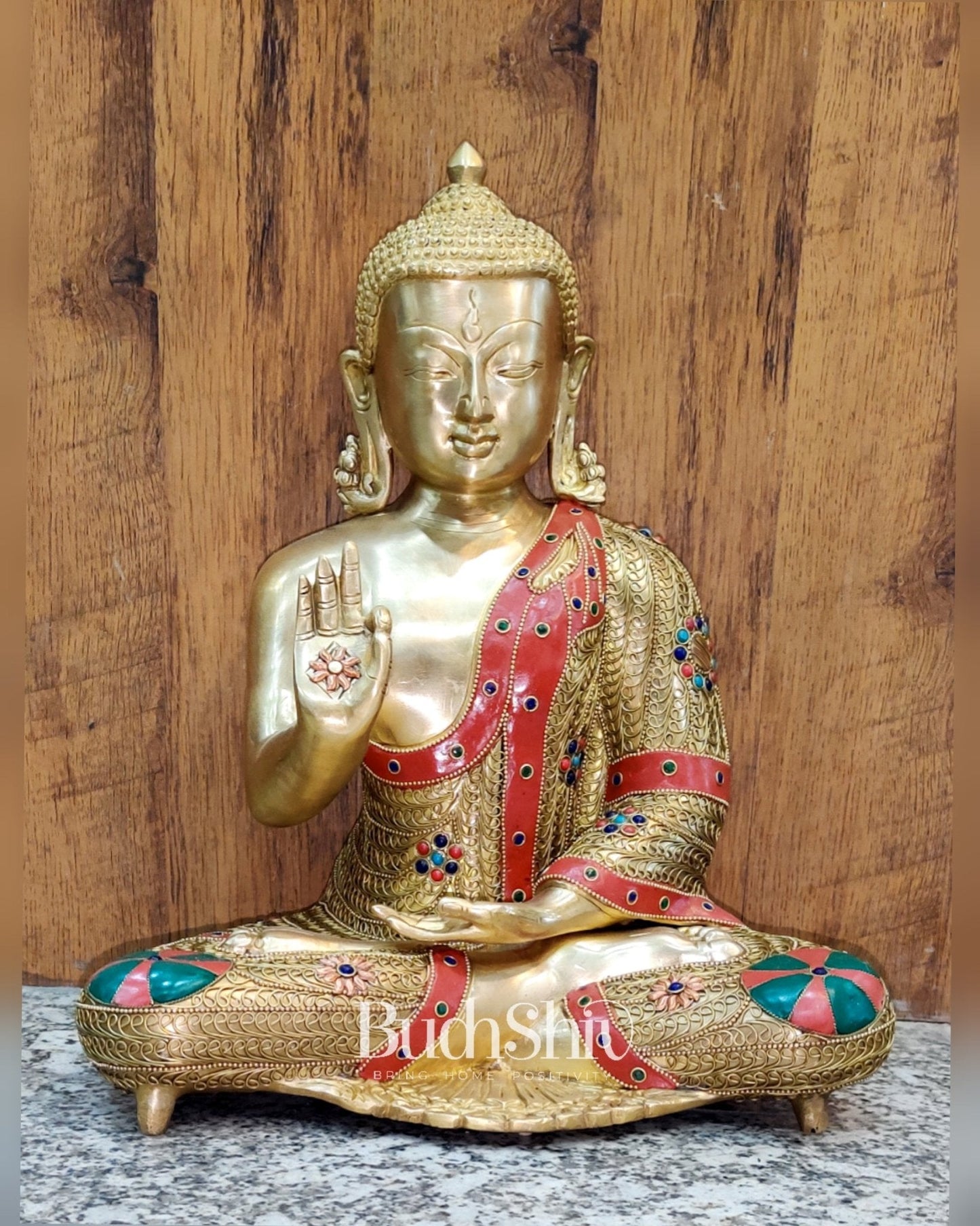 Buddha Statue with unqiue Brass Wire work 18 inches