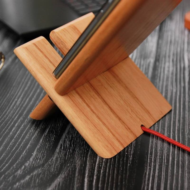 Woodensure Personalized Logo Engraved Wooden Mobile Phone Stand for Employees, Clients & Corporate Gifts