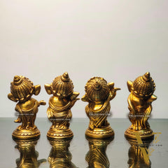 Buy Baby Ganesha Brass Idol Set of 4 - Golden | BudhShiv