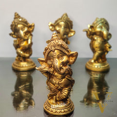 Buy Baby Ganesha Brass Idol Set of 4 - Golden | BudhShiv