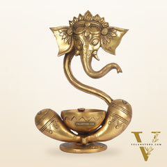 Buy Brass Abstract Ganesha with Engraved Design Diya - BudhShiv