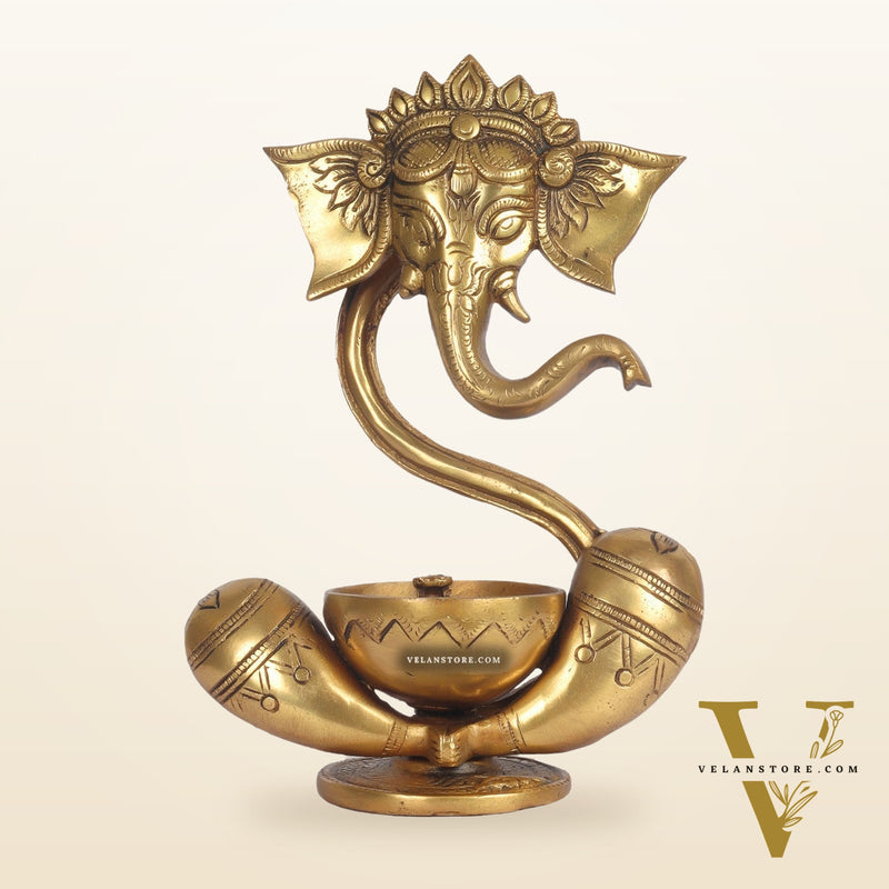 Buy Brass Abstract Ganesha with Engraved Design Diya - BudhShiv