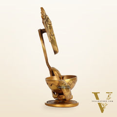 Buy Brass Abstract Ganesha with Engraved Design Diya - BudhShiv