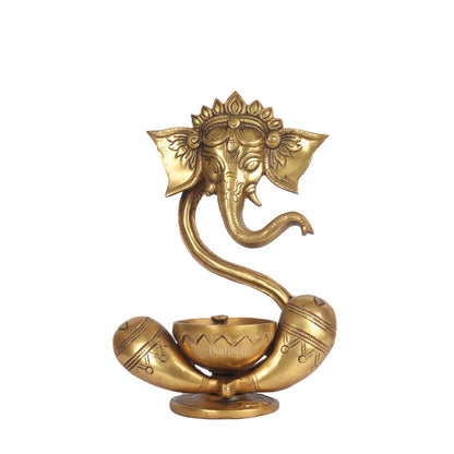 Buy Brass Abstract Ganesha with Engraved Design Diya - BudhShiv