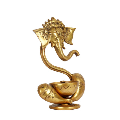 Buy Brass Abstract Ganesha with Engraved Design Diya - BudhShiv
