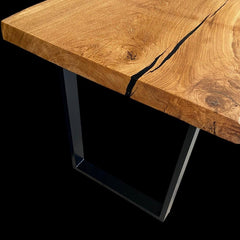 Live Edge Executive Desk with Floating Wall Shelf – Solid Wood Office Table (Natural Finish)