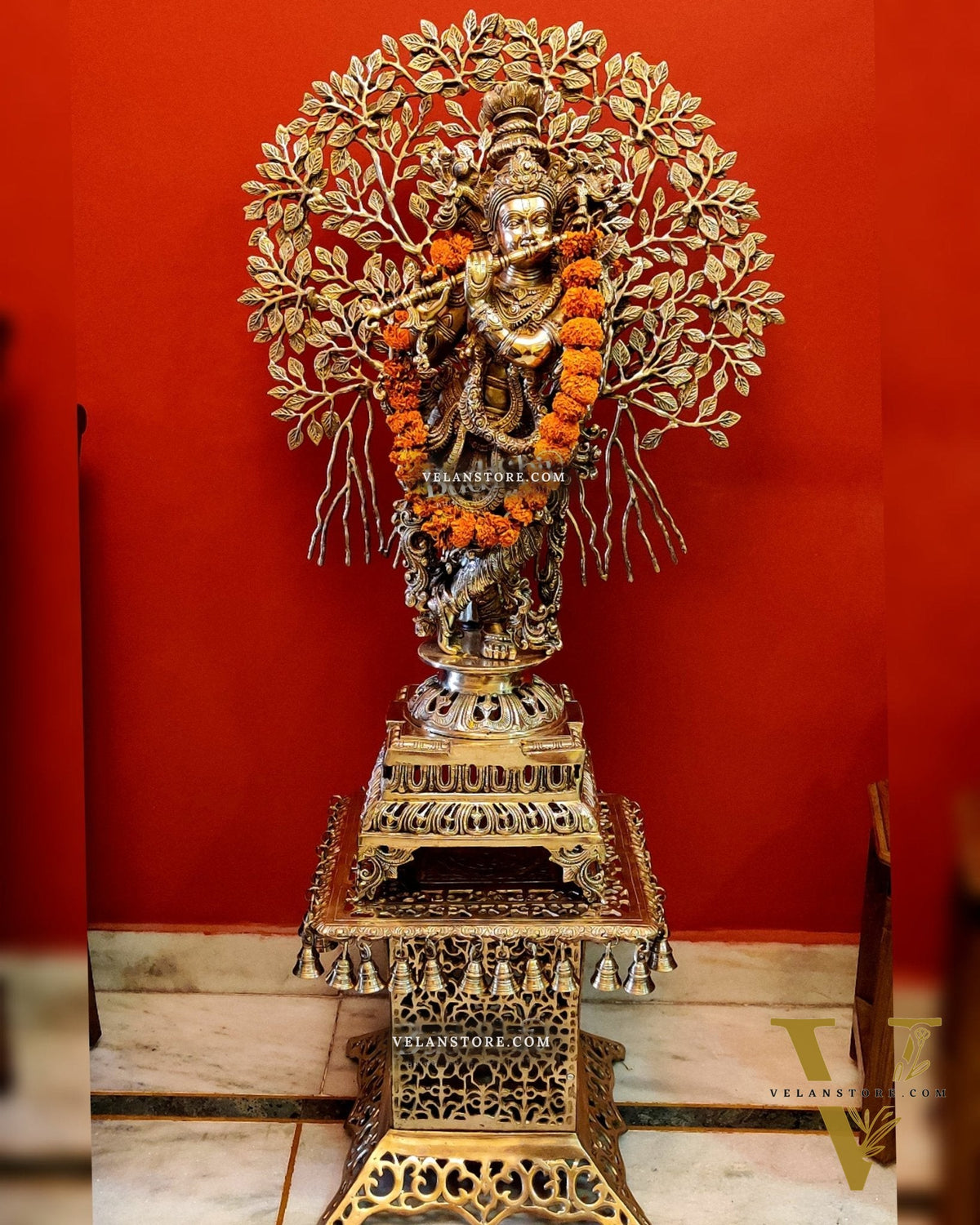Buy Krishna with Kalpavriksha tree statue - Handcrafted with Perfection - 36 inch