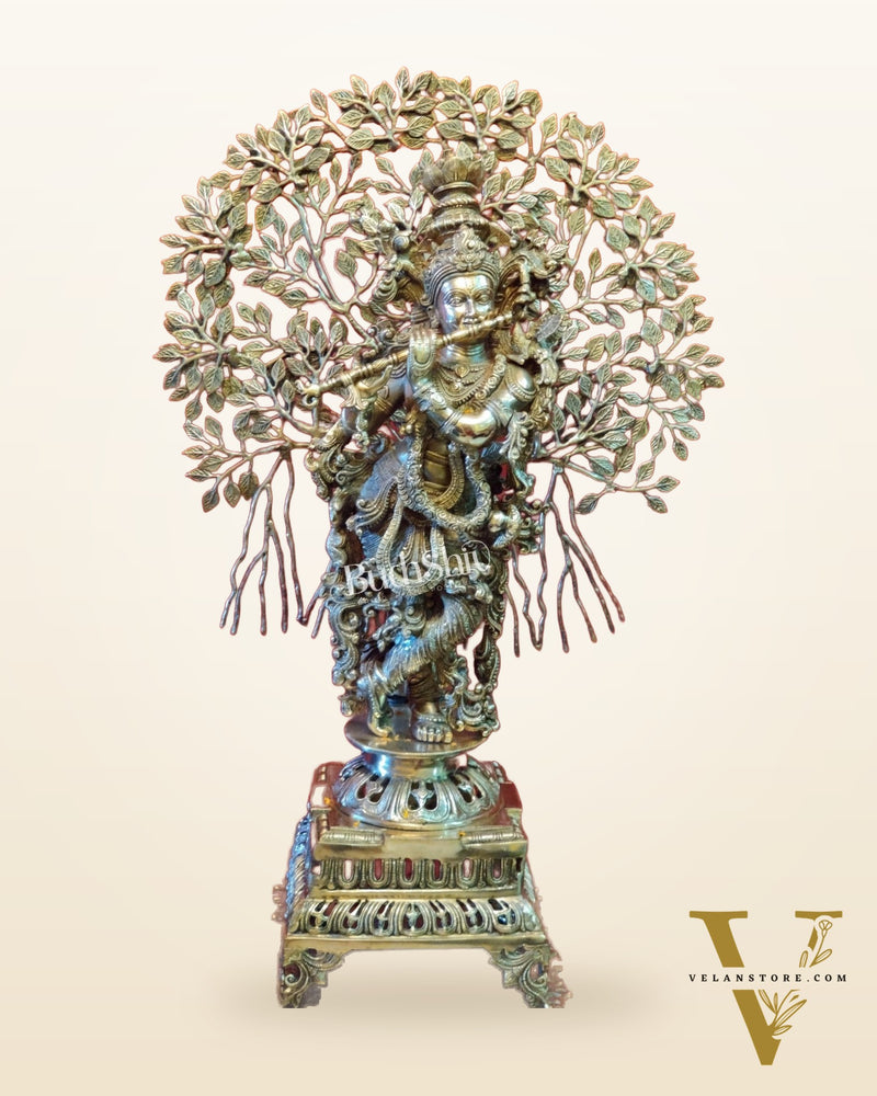 Buy Krishna with Kalpavriksha tree statue - Handcrafted with Perfection - 36 inch
