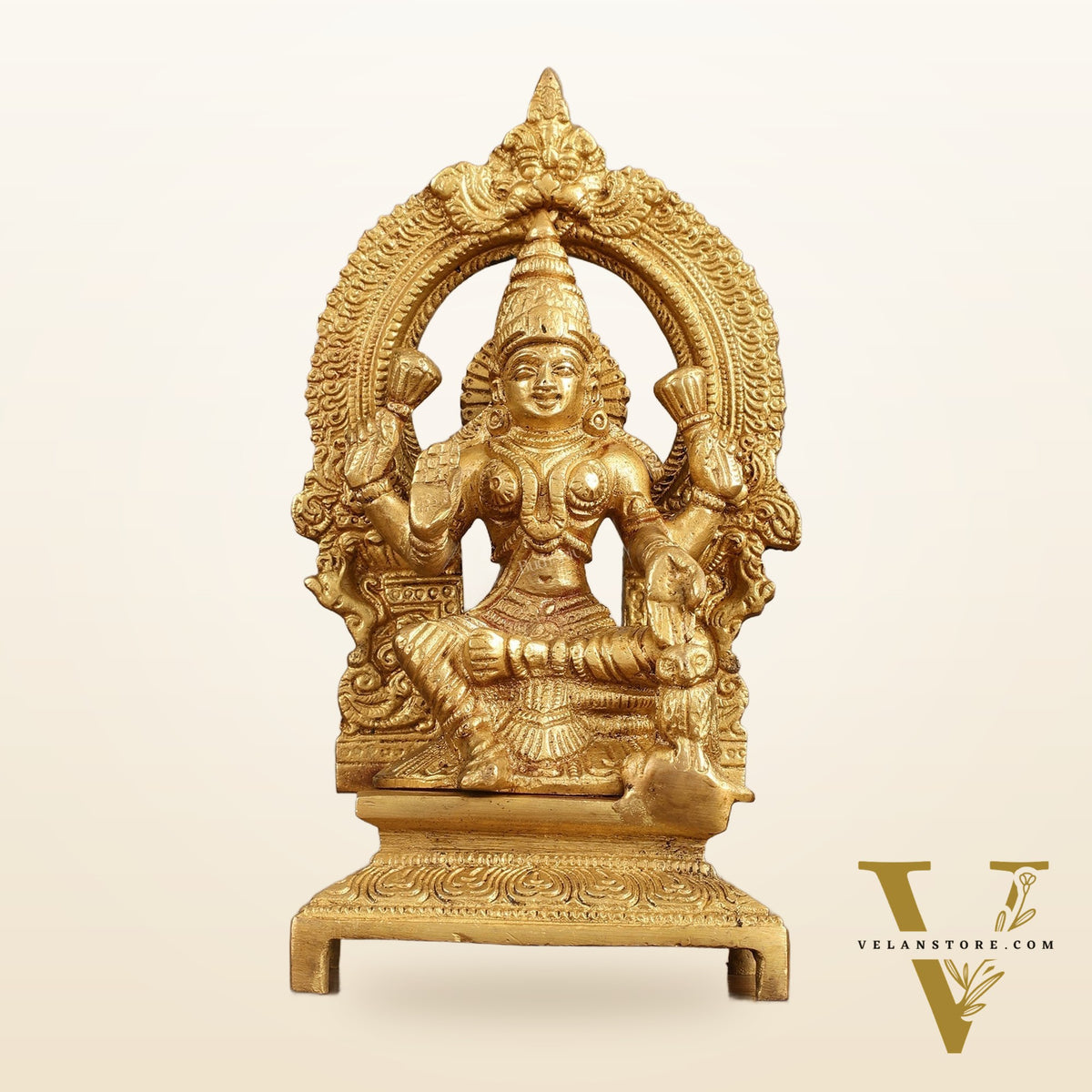 Buy Pure Brass Goddess Lakshmi Idol with Arch - 7 Inches