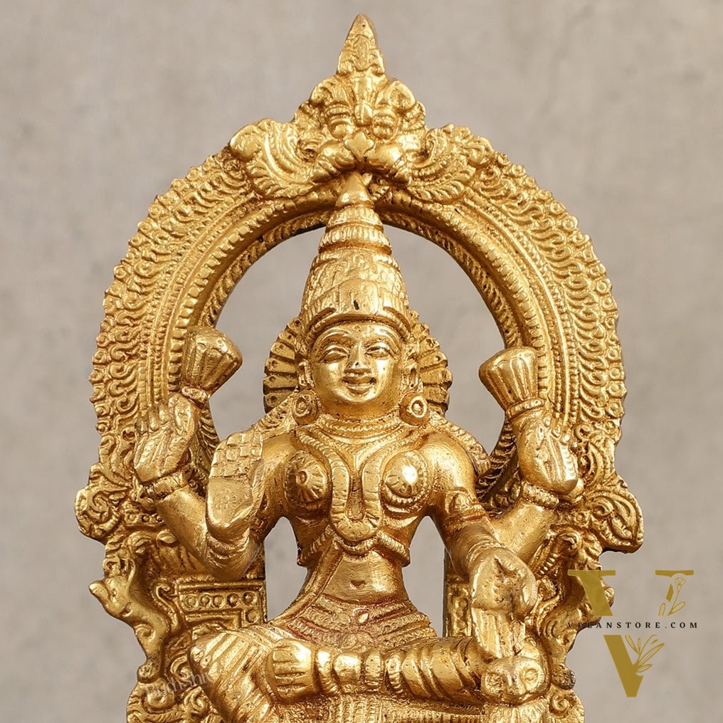 Buy Pure Brass Goddess Lakshmi Idol with Arch - 7 Inches
