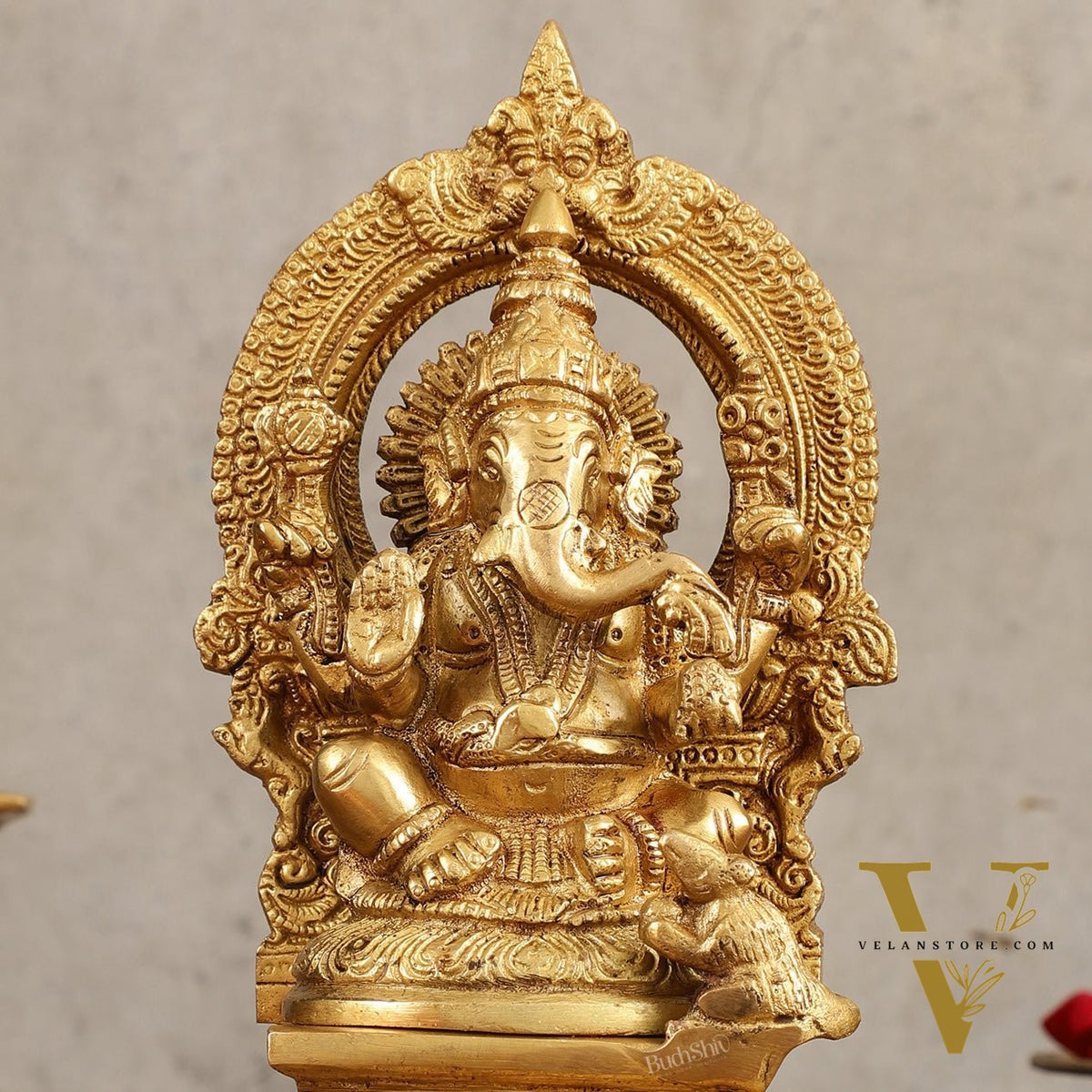 Buy Pure Brass Lord Ganesha Idol with Arch - 7 Inches
