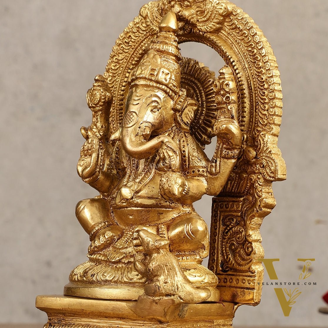 Buy Pure Brass Lord Ganesha Idol with Arch - 7 Inches