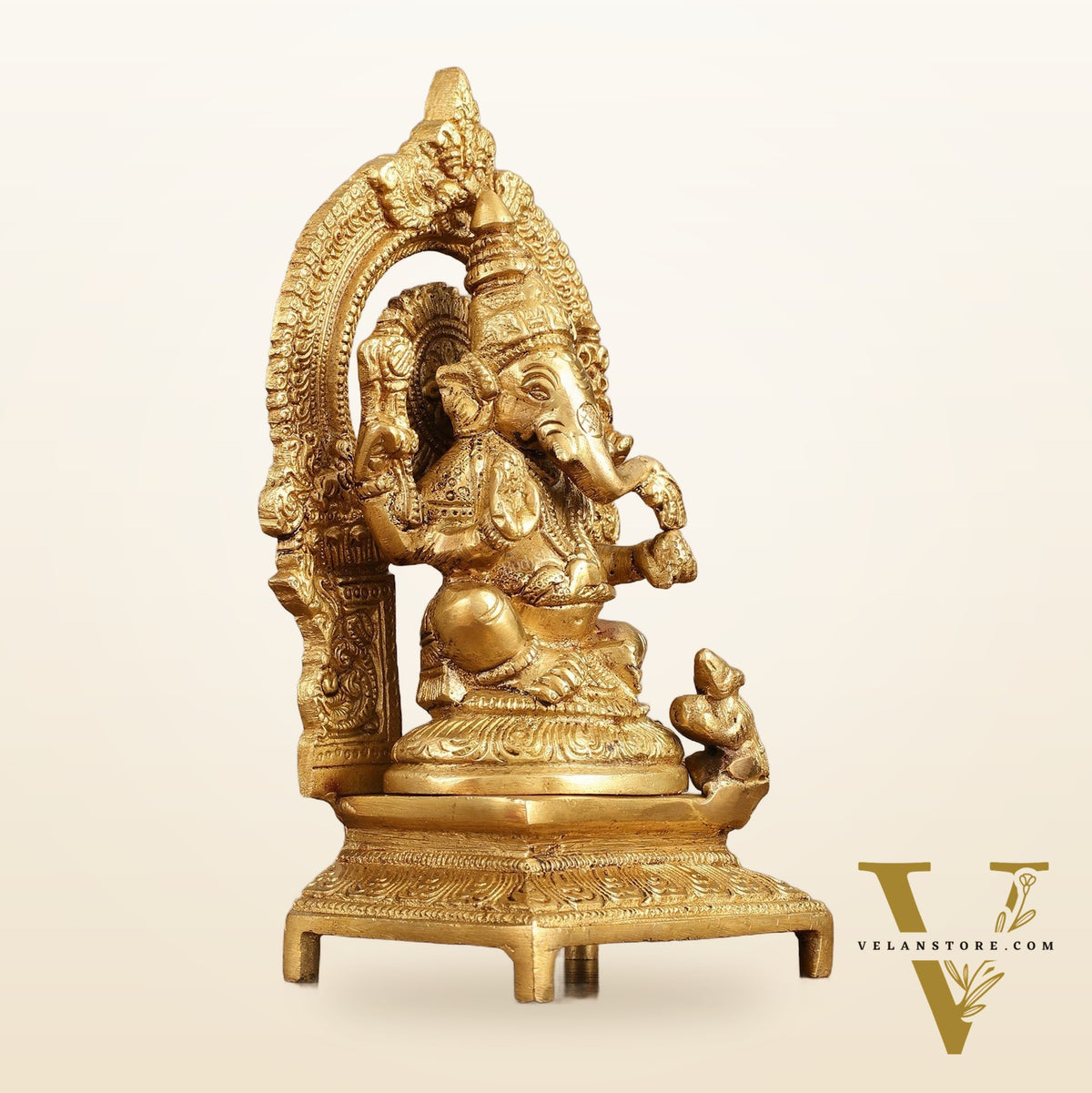 Buy Pure Brass Lord Ganesha Idol with Arch - 7 Inches