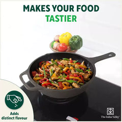 CASTrong Cast Iron Fry Pan, Pre-seasoned, Nonstick, 100% Pure, Toxin-free, Induction, 25.4cm, 1.9L, 2.9kg