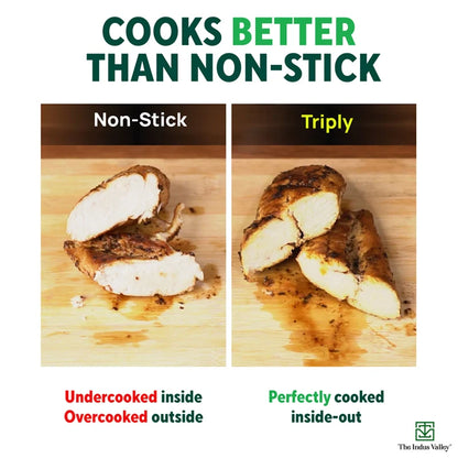 TurboCuk Tri-ply Stainless Steel Casserole/ Cooking Pot/ Sauce Pot+ Steel Lid, Premium Quality, 3 Layer Thick Body, 100% Toxin-free, Non-stick, Induction & Gas, 2.1L