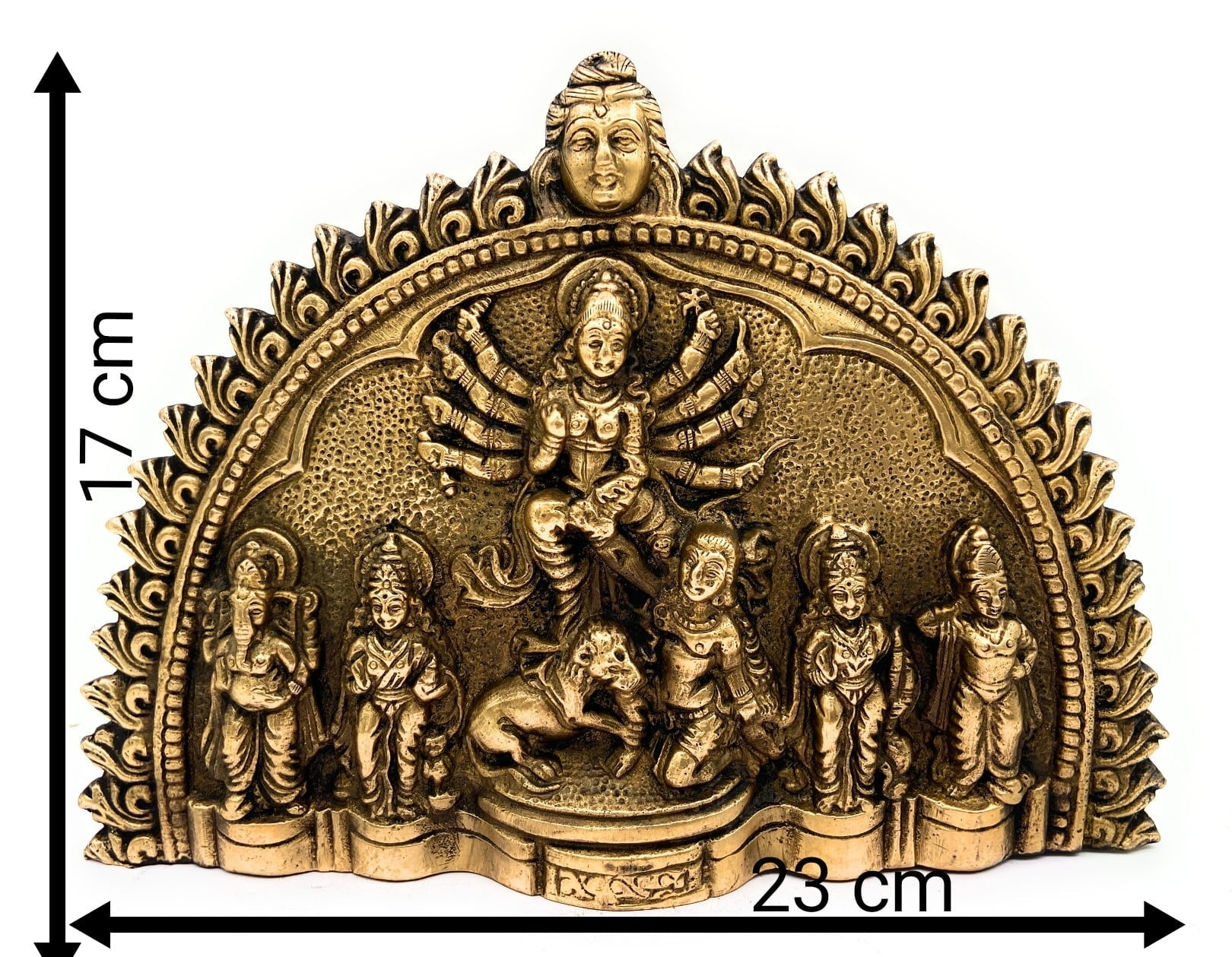 Brass Durga Devi Idol – Mahishasura Mardini | Adi Shakti | Amba | Bhavani | Antique Finish Shakti Murti for Home, Temple & Navratri Pooja ,Gold, 7 Inch, 1 Piece