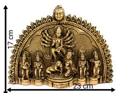 Brass Durga Devi Idol – Mahishasura Mardini | Adi Shakti | Amba | Bhavani | Antique Finish Shakti Murti for Home, Temple & Navratri Pooja ,Gold, 7 Inch, 1 Piece