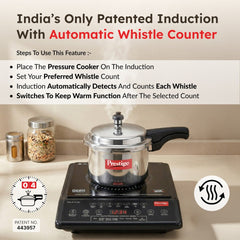 Prestige Induction Cooktop PIC 31.0 V4 + Prestige Omega Deluxe Granite Alpha 3 Pc BYK Non-Stick Set: Kadai 24cm with Glass Lid, Omni Tawa 28cm, Fry Pan 24cm, Gas & Induction Compatible