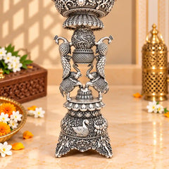 Brass Lightweight Peacock Samai/Lamp Pair