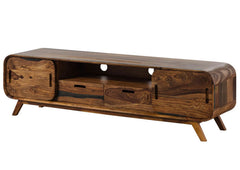 Mid-Century Sheesham Wood Low Media Console