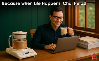 Wonderchef Chai Magic, Fully Automatic Tea & Cappuccino Maker, Make Masala Chai/Cutting Chai/Kahwa/, No Spills, No Overcooking, 4 Modes, Boil Milk/Water/Coffee, 500ML Glass Jar, 2-Yr Warranty