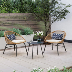 Pyros Outdoor Patio Seating Set 2 Chairs and 1 Table Set (Khaki)