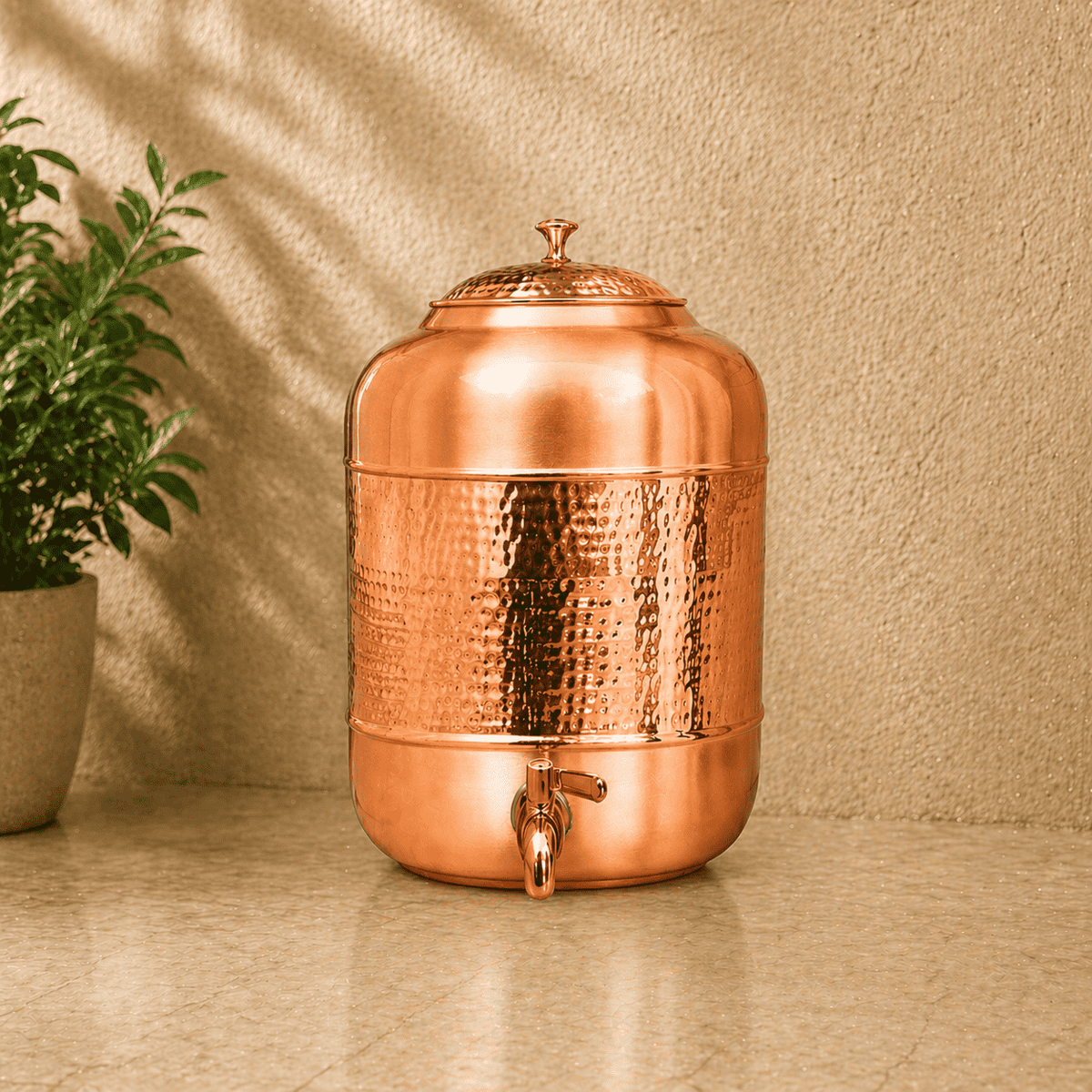 Copper Half Hammered Water Dispenser