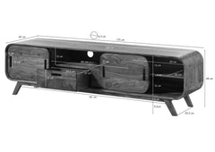 Mid-Century Sheesham Wood Low Media Console