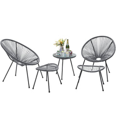 Gurus Outdoor Patio Seating Set 2 Chairs 2 Ottoman and Table Set (Grey)