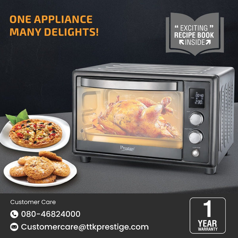 Prestige Digi-OTG 28L Oven Toaster Grill, Digital Display, Convection/Air Fryer, Rotisserie + Prestige Nutri-Zen Mixer Grinder, 3 Polycarbonate Jars (Big 1000ml, Sipper with Handle 700ml, Small 700ml)