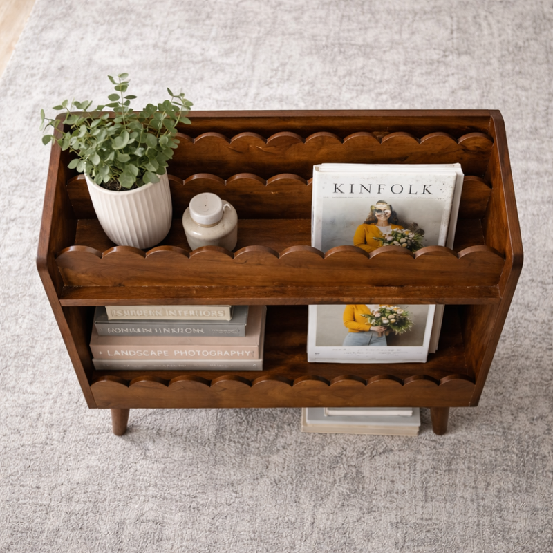 Indiana Scalloped Edge Solid Wood Bookrack