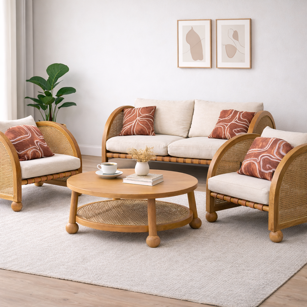 Valencia Rattan 3+1+1 Seater Curved Sofa Set