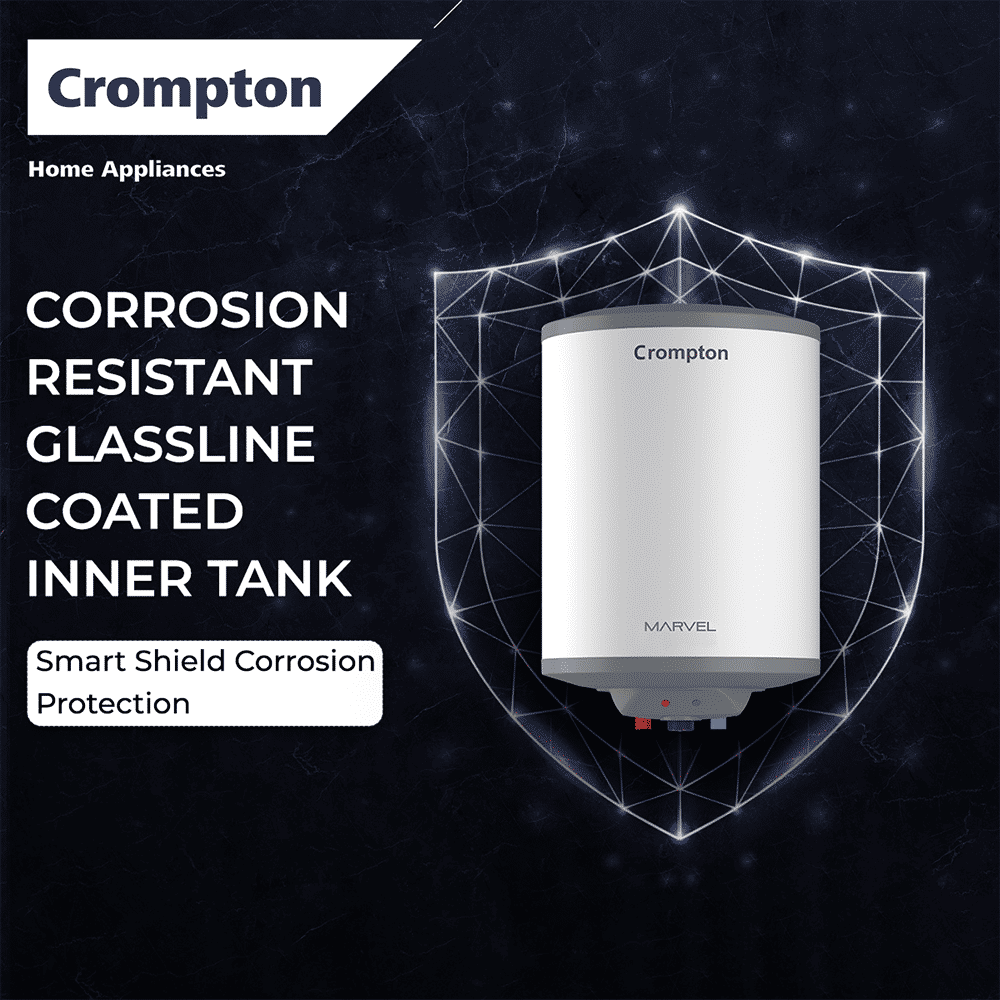 Crompton Marvel 10 Litre Vertical Storage Geyser with Anti-Scale Technology (White)